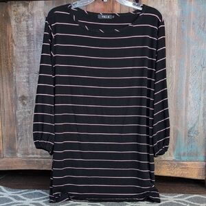 Yala Bamboo Black w/ Pink Stripes 3/4 Sleeve Top - Women's XL